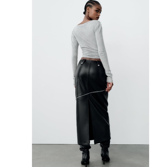 NEW! Zara 2 in 1 Faux Leather Skirt - Picture 5 of 8